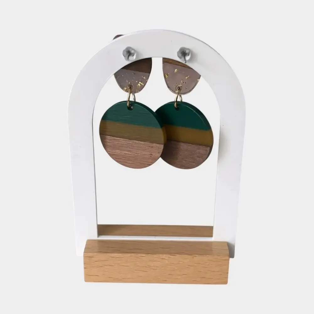 Earth Tone Geometric Drop Earrings